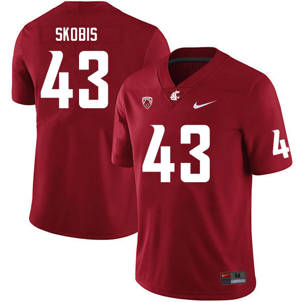 Men #43 Jacob Skobis Washington State Cougars College Football Jerseys Sale-Crimson